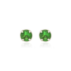 front view sterling silver created emerald studs