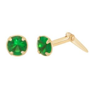 gold emerald studs shown front and side view with Andralok fitting