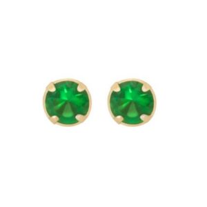 gold emerald studs in 9ct Yellow Gold with round four claw settings