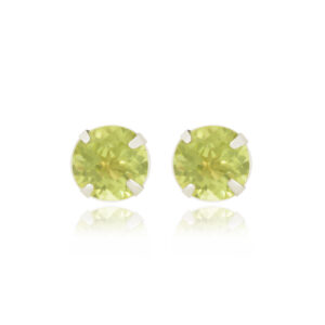 silver 5mm peridot stud earrings front view in sterling silver