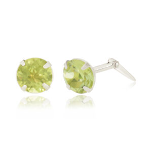 silver 5mm peridot stud earrings side profile showing Andralok hinge