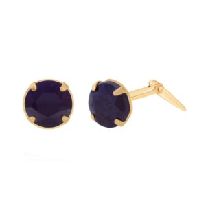 gold sapphire studs shown front and side view with Andralok fitting