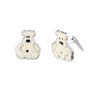 silver polar bear enamel studs shown side-on with Andralok hinge fitting detail