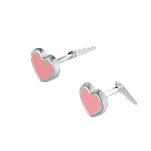 side view heart stud earrings showing Andralok back fitting