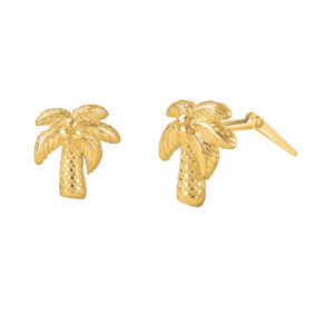 palm tree stud earrings side view showing Andralok hinge fitting