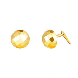 faceted gold dome stud earrings side profile showing Andralok hinge
