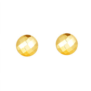 faceted gold dome stud earrings in 9ct yellow gold front view
