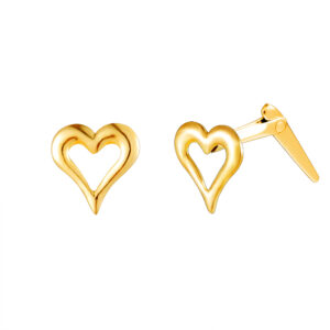 gold openwork heart studs shown side-on with Andralok hinge fitting detail