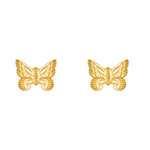 9ct Yellow Gold gold butterfly stud earrings front view