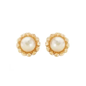 gold fluted pearl studs in 9ct Yellow Gold shown as a front-facing pair
