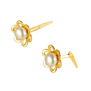 pearl daisy stud earrings side profile showing Andralok hinge