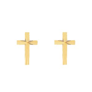 sunburst cross stud earrings in 9ct yellow gold front view