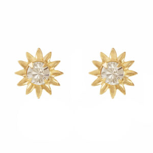 north star crystal stud earrings in 9ct Yellow Gold shown as a matching pair on white background