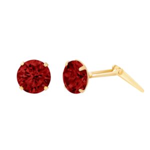 gold red cz studs shown front and side view with Andralok fitting
