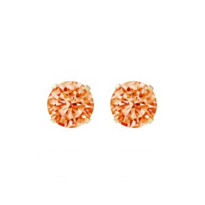 gold orange cz stud earrings shown as a matching pair in front view on a white background