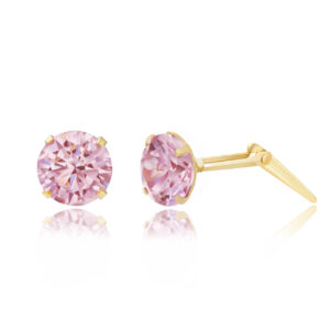 5mm pink cubic zirconia earrings side profile showing Andralok hinge