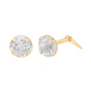 gold white topaz studs shown front and side view with Andralok fitting