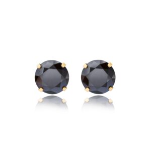 gold black crystal stud earrings shown as a matching pair in front view on a white background
