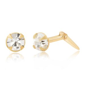 gold 2mm diamond studs with a neat round genuine diamond setting