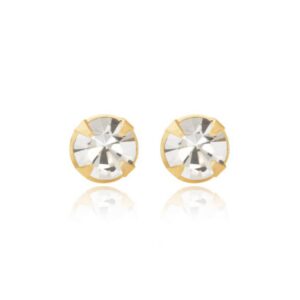 gold 2mm diamond studs with a neat round genuine diamond setting