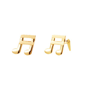 gold musical note stud earrings side profile showing Andralok hinge