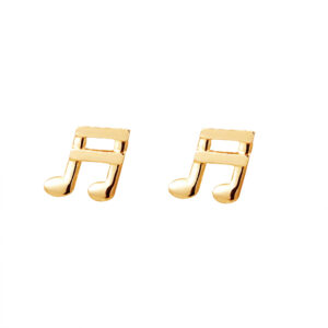 gold musical note stud earrings in 9ct yellow gold front view