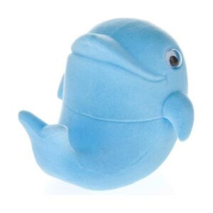 novelty gift box packaging for gold dolphin gift box studs, front view on white background