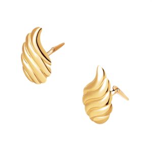 gold ridge stud earrings side profile showing Andralok hinge
