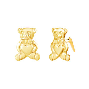 gold teddy bear gift box studs shown side-on with Andralok hinge fitting detail