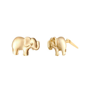 gold elephant stud earrings side profile showing Andralok hinge