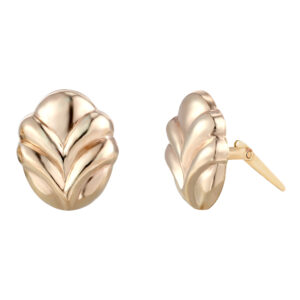 gold ridge stud earrings side profile showing Andralok hinge