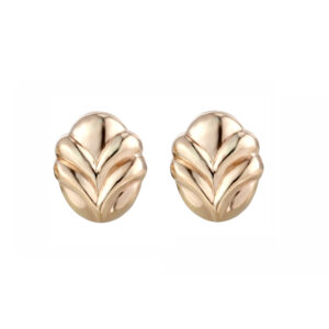 gold ridge stud earrings in 9ct yellow gold front view