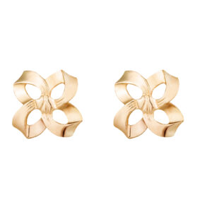 Gold four loop stud earrings in 9ct yellow gold front view