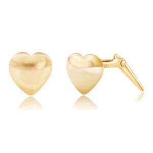 domed heart stud earrings, puffy heart studs, Andralok earrings, yellow gold heart studs, sterling silver heart studs, polished heart earrings, small heart studs, classic heart jewellery, minimalist heart earrings, everyday heart studs, gold heart earrings, silver heart studs, smooth heart earrings, fine jewellery studs, heart gift earrings