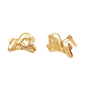 9ct yellow gold puppy dog stud earrings angled profile