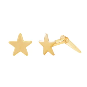 gold 5mm star studs shown side-on with Andralok hinge fitting detail