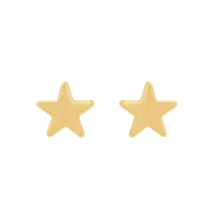 gold 5mm star studs in 9ct yellow gold, front view on white background