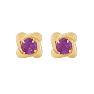 gold amethyst frame stud earrings in 9ct Yellow Gold shown as a front-facing pair