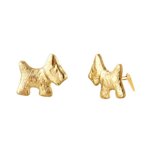 gold scottie dog earrings in 9ct Yellow Gold with one earring shown side on
