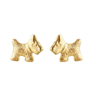 gold scottie dog earrings in 9ct Yellow Gold shown as a matching pair, front view