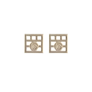 9ct yellow gold Andralok square cut-out stud earrings