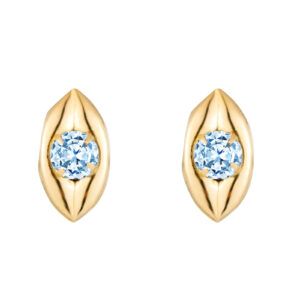 blue topaz marquise stud earrings front view in 9ct yellow gold
