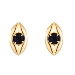 sapphire marquise stud earrings front view in 9ct yellow gold