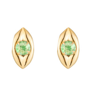 9ct yellow gold peridot marquise stud earrings front view