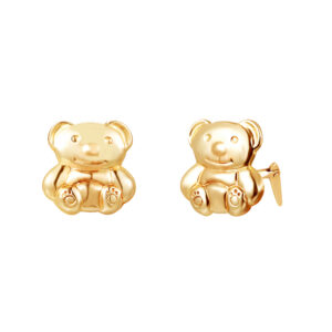 9ct Yellow Gold koala teddy bear stud earrings with smooth sculpted paw detail