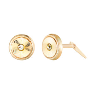 9ct gold sunburst stud earrings side profile with Andralok hinge
