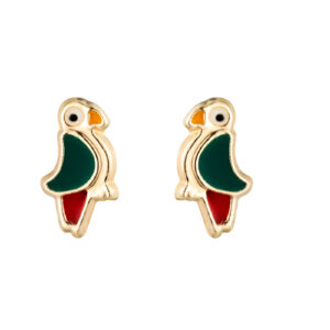 gold parrot stud earrings in 9ct Yellow Gold shown as a matching front-facing pair