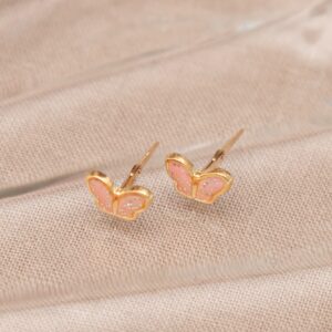 9ct yellow gold butterfly stud earrings measuring approx. 8mm x 5mm