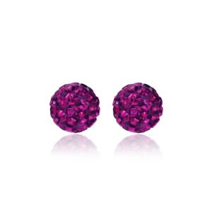 9ct yellow gold 6mm amethyst glitterball stud earrings front view