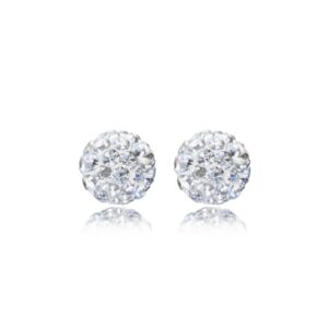 9ct yellow gold 6mm white glitterball stud earrings front view
